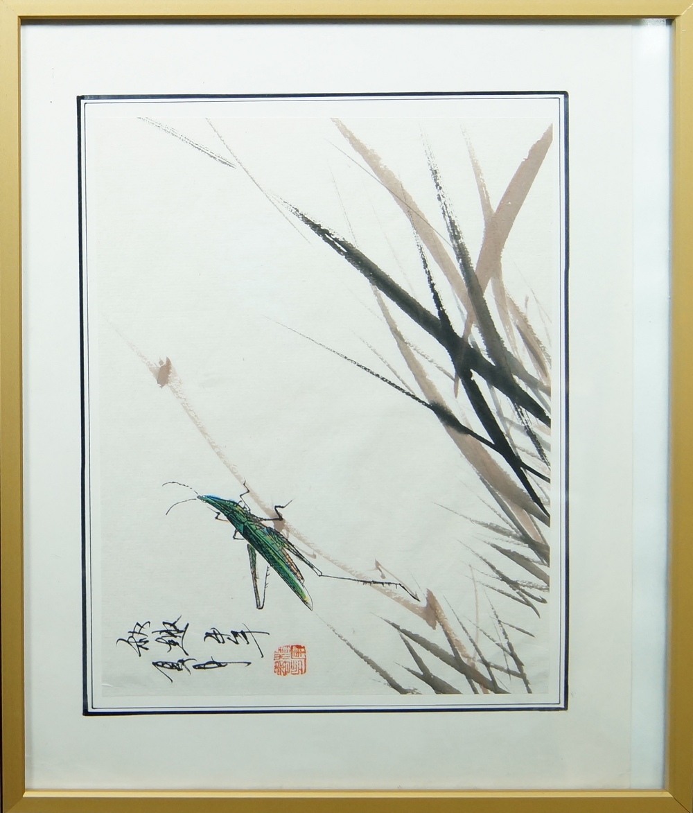 Two Japanese brush paintings, 20th century, ink on paper, both bearing signature and red seal, in - Image 4 of 5