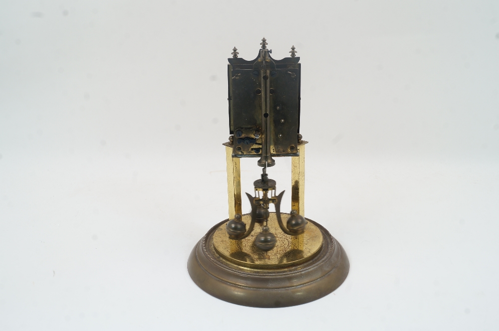 A brass anniversary clock, 20th century, with an adjustable four ball rotary pendulum, the square - Image 3 of 4