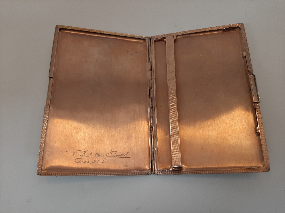 An engine-turned cigarette case, the interior stamped 925, makers mark EB, and with presentation - Image 3 of 3