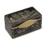 A Chinese export mother-of-pearl inlaid black lacquer box, mid-19th century, with gilt-brass