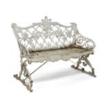 A Victorian style white-painted cast aluminium bench, 20th century, in the manner of