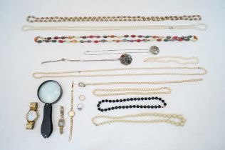 A collection of costume jewellery, to include: faux pearl necklaces; other assorted necklaces and