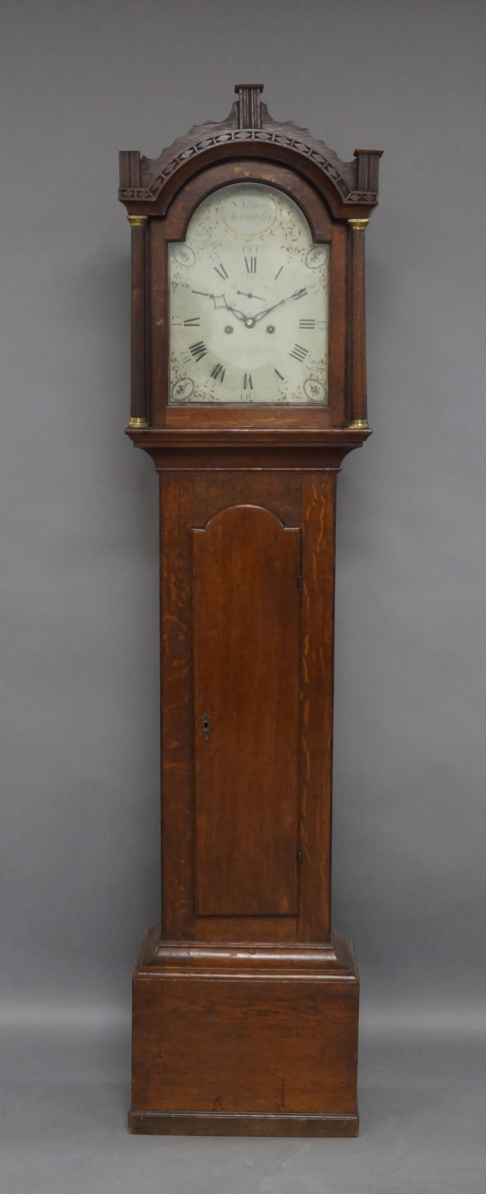 A George III oak longcase clock, by Nathaniel Adams, Stowmarket, last quarter 18th century, with