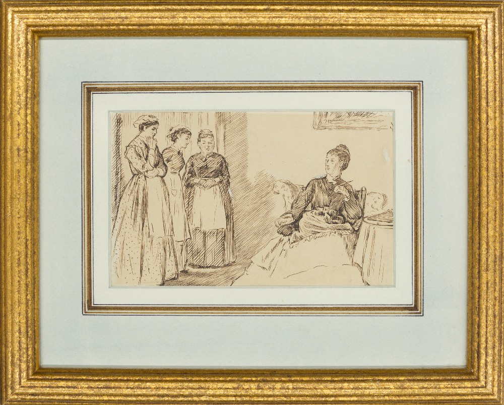 Charles Samuel Keene, British 1823-1891- Women's Rights; pen and black ink on paper, 10.8 x 17.8 cm. - Image 2 of 3