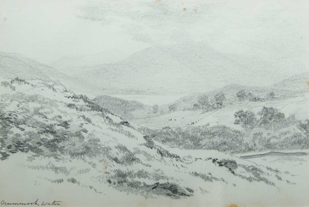 British School, early 20th century- Sketches of mountain landscapes; pencil on paper, two, inscribed