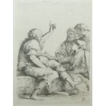 Salvator Rosa, Italian 1615-1673- Men talking; etching, with artist's monogram within the plate,