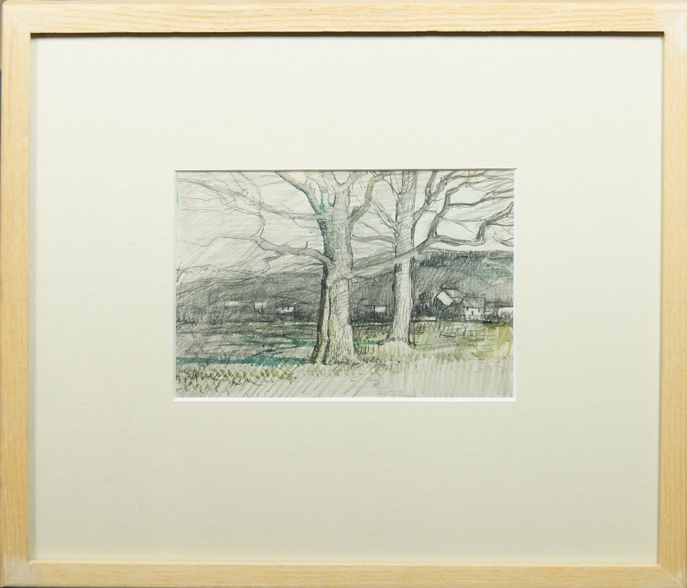 Harry Bush, ROI, British 1883-1957- London Ash; grey and coloured pencil on paper, signed with - Image 10 of 11