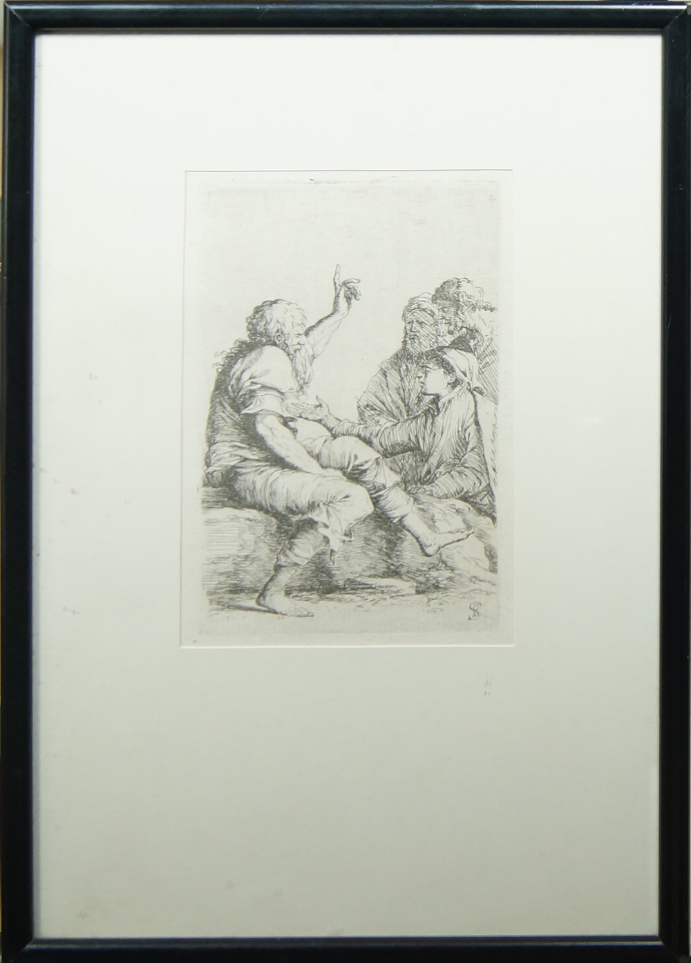 Salvator Rosa, Italian 1615-1673- Men talking; etching, with artist's monogram within the plate, - Image 2 of 6