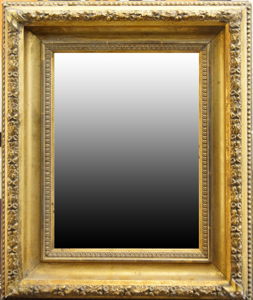 An English Neoclassical Style Gilded Composition Frame, mid-late 19th century, with wedge sight,