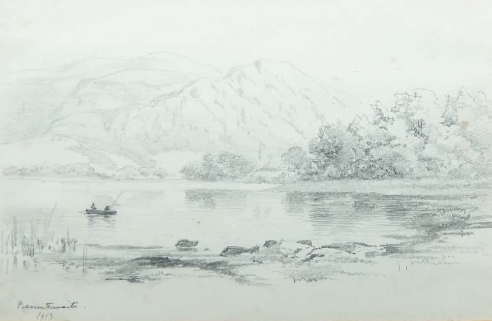 British School, early 20th century- Sketches of mountain landscapes; pencil on paper, two, inscribed - Image 4 of 6