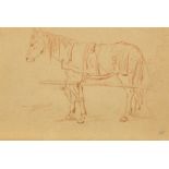 Northern European School, mid-late 18th century- Study of a horse and cart; red chalk on paper, with