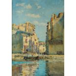 Italian School, early 20th century- Harbour scene; pencil, watercolour, and gouache on paper,
