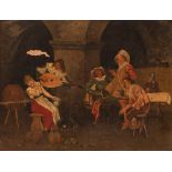 L. Cerale, Italian, 19th century- Tavern scenes of musicians serenading girls; oils on canvas,