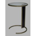 A Contemporary side table, with chromed supports and glass top, 68cm high, 48cm diameterPlease refer