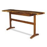 John Galvin Design, walnut console table with free edge top and frieze drawer, circa 2015, solid