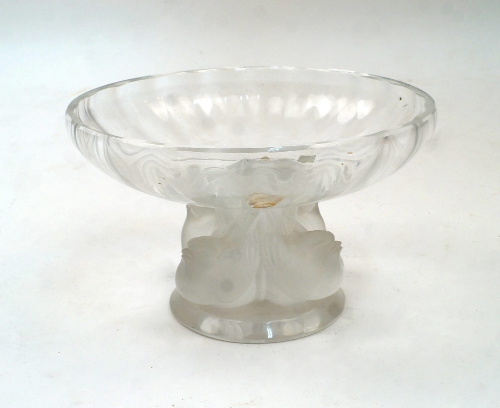 A modern Lalique 'Nogent' pedestal bowl, designed by Marc Lalique, the circular clear glass bowl - Image 3 of 9