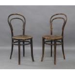 Jacob & Josef Kohn, a pair of stained beech and bentwood chairs, early 20th century, with hooped