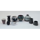 A group of studio pottery and ceramics, 20th century, to include a stoneware milk jug and sugar bowl