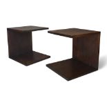 Designer Unknown, a pair of modern bedside tables, late 20th century, stained hardwood, 70cm high,