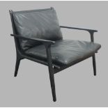 Stellar works, a 'Ren' lounge chair, of recent manufacture, the ebonised ash frame with black