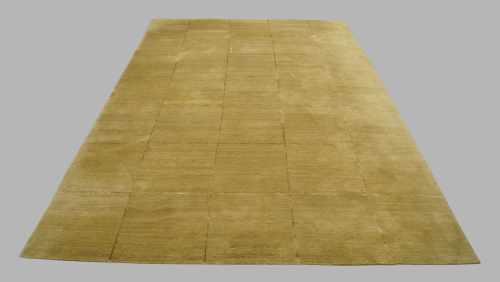 A contemporary carpet by the rug company, khaki ground, chequered design, 436cm x 303cmPlease