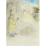 William D. Clyne, Scottish 1922–1981- Figure by Sacre-Coeur; pen, watercolour, and gouache on paper,