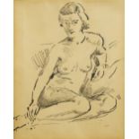 Adrian Maurice Daintrey RWA, British 1902-1988- Seated female nude, c.1939; pen and black ink on