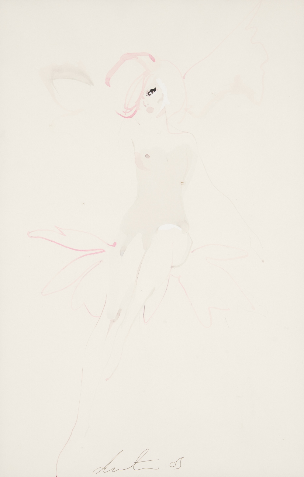 David Downton, British b.1959- Fashion illustration, 2005; gouache on paper, signed and dated