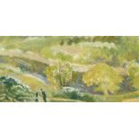 Edward Lysaght, British 1902-1997- Woods above the Wye, Spring, 1982; oil on paper, bears printed