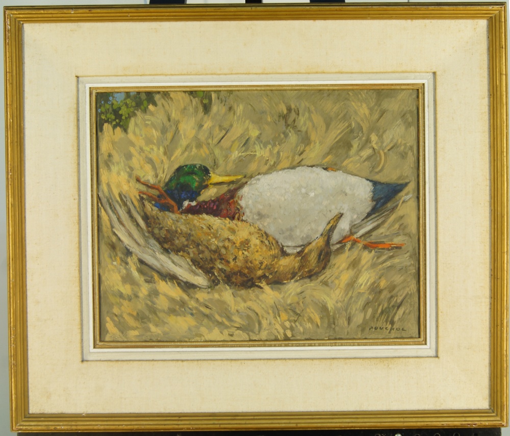 Paul Pouchol, French 1904-1963- Les Canards; oil on canvas, signed lower right, 33 x 41.5 cm (ARR) - Image 2 of 2