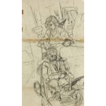 John Bratby RA, British 1928-1992- Jean and David; pencil on paper, inscribed across sheet, 95.5 x