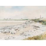 Paul Bisson, British b.1938- Beach scene; watercolour on paper, signed lower right 'Bisson', 18.6