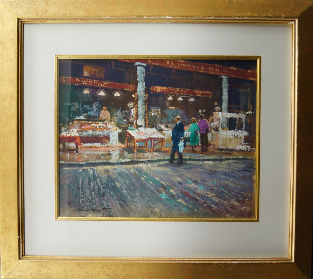 David Mynett, British 1942-2013- Market scene; gouache on paper, signed lower left, 32 x 39.5 cm ( - Image 2 of 3