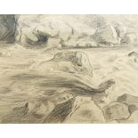 French School, early 20th century- La Durance près Briançon; charcoal on paper, titled, dated '7-8-