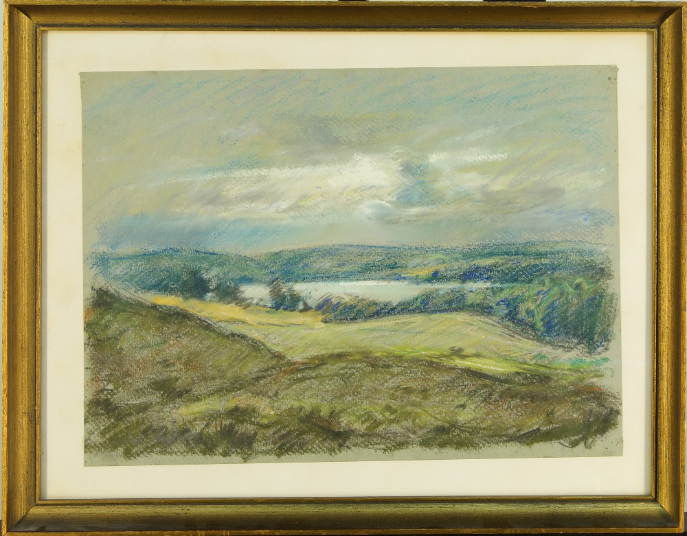 Niels Holbak, Danish 1884-1954- Landscape; pastel on paper, signed lower left, inscribed on the - Image 2 of 4