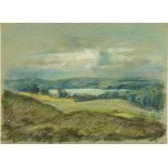Niels Holbak, Danish 1884-1954- Landscape; pastel on paper, signed lower left, inscribed on the