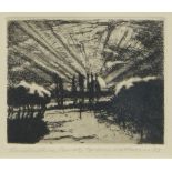 Melvyn Petterson RBA NEAC, British b.1947- Lincolnshire Sunset, 1993; etching, signed, titled, and