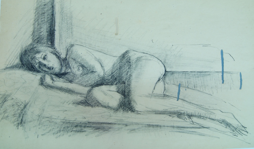 Ben Sunlight, British 1935-2002- Reclining nude, 1960; graphite on paper, signed and dated lower - Image 2 of 4