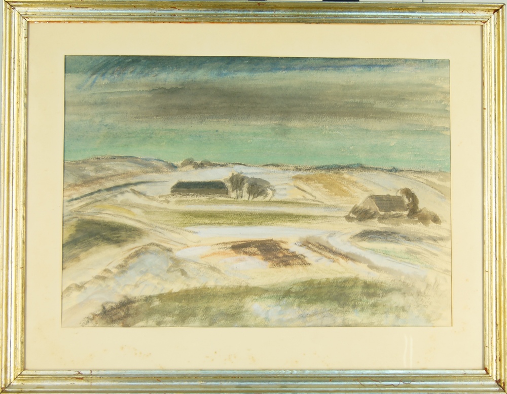 Niels Holbak, Danish 1884-1954- Landscape; pastel on paper, signed lower left, inscribed on the - Image 3 of 4