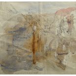 William D. Clyne, Scottish 1922-1981- Montmartre; pen and black ink and watercolour on paper,