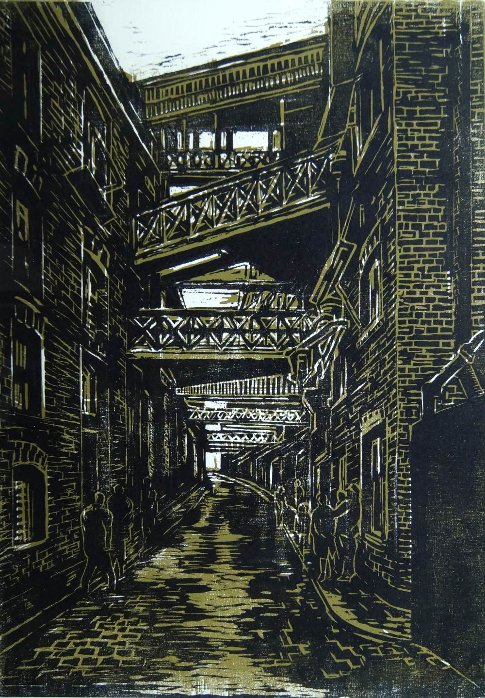 Kathe Strenitz RE, British 1923-2017- Warehouses, Bermondsey; and Camden Lock; screenprints, two, - Image 3 of 5