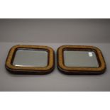 A pair of Victorian mirrors. 28 x 33 cm overall.