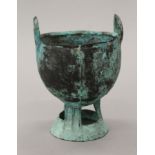 An archaistic type Chinese bronze vase. 18 cm high.