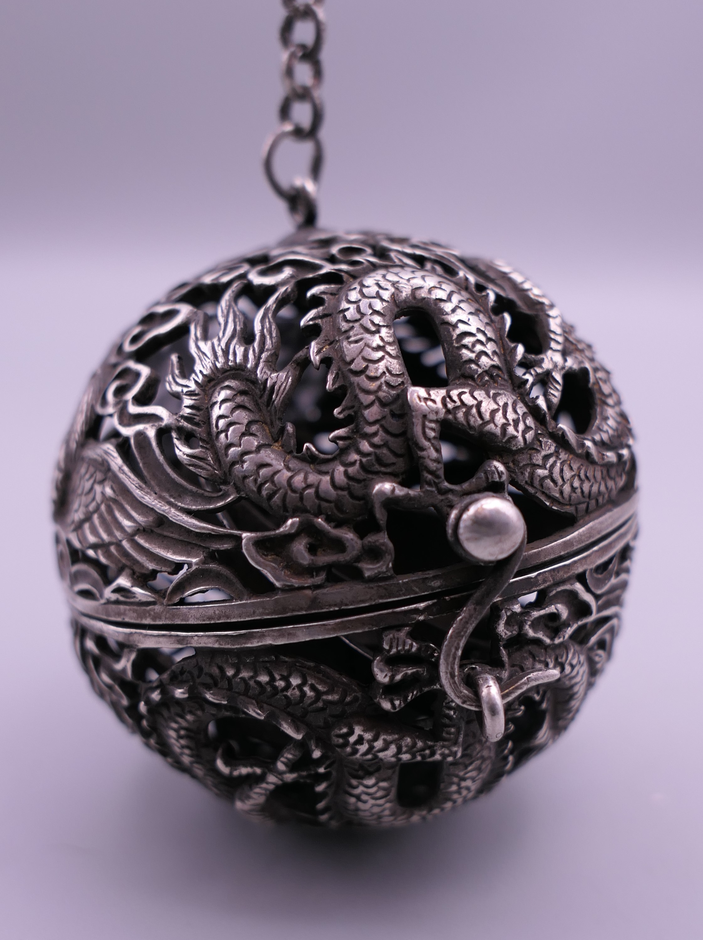 A Chinese ball censer. 5.5 cm high. - Image 2 of 4