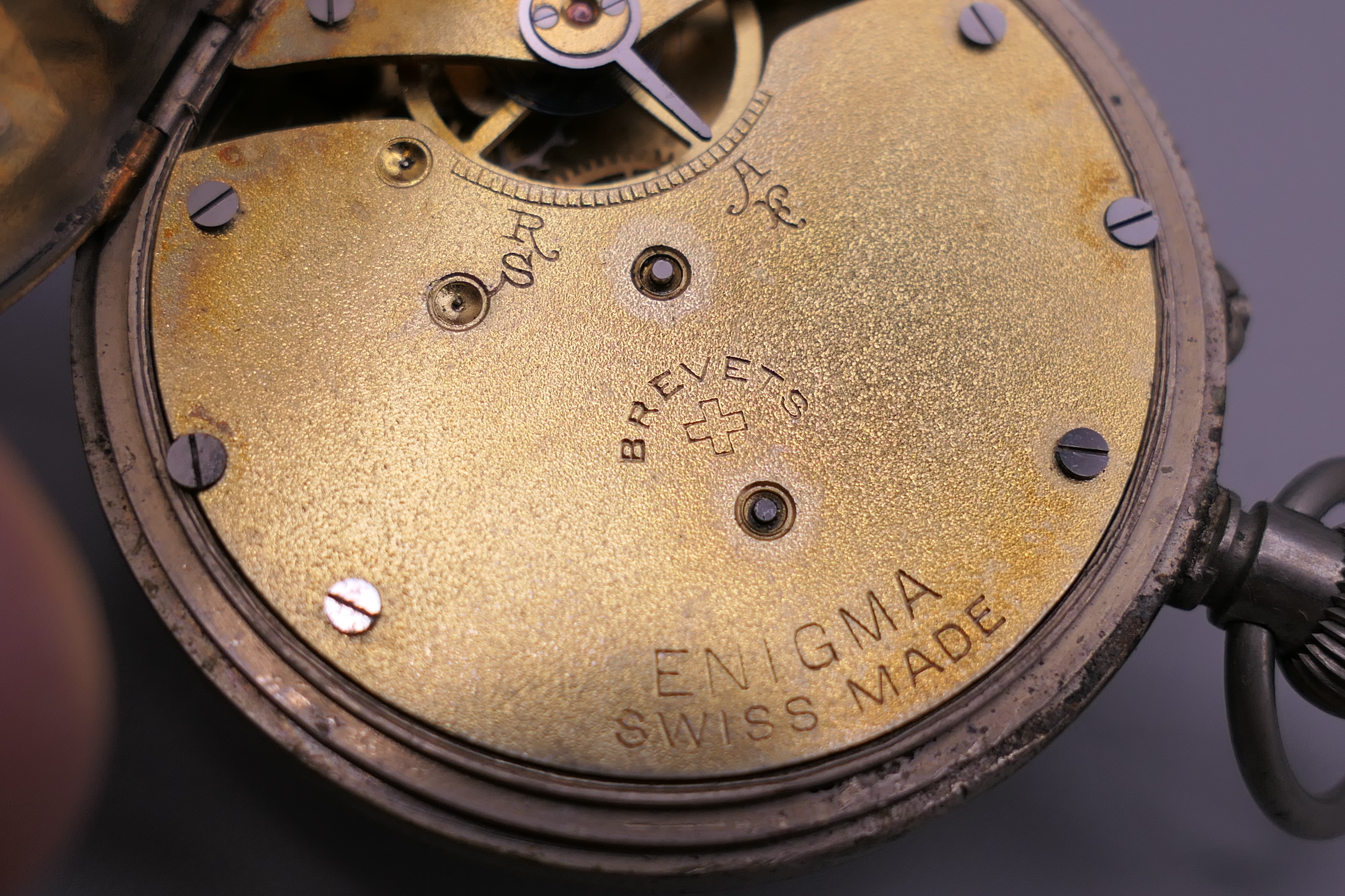 A silver pocket watch, a silver fob watch and a plated pocket watch. - Image 4 of 16