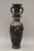 A late 19th century Japanese bronze vase. 50 cm high.