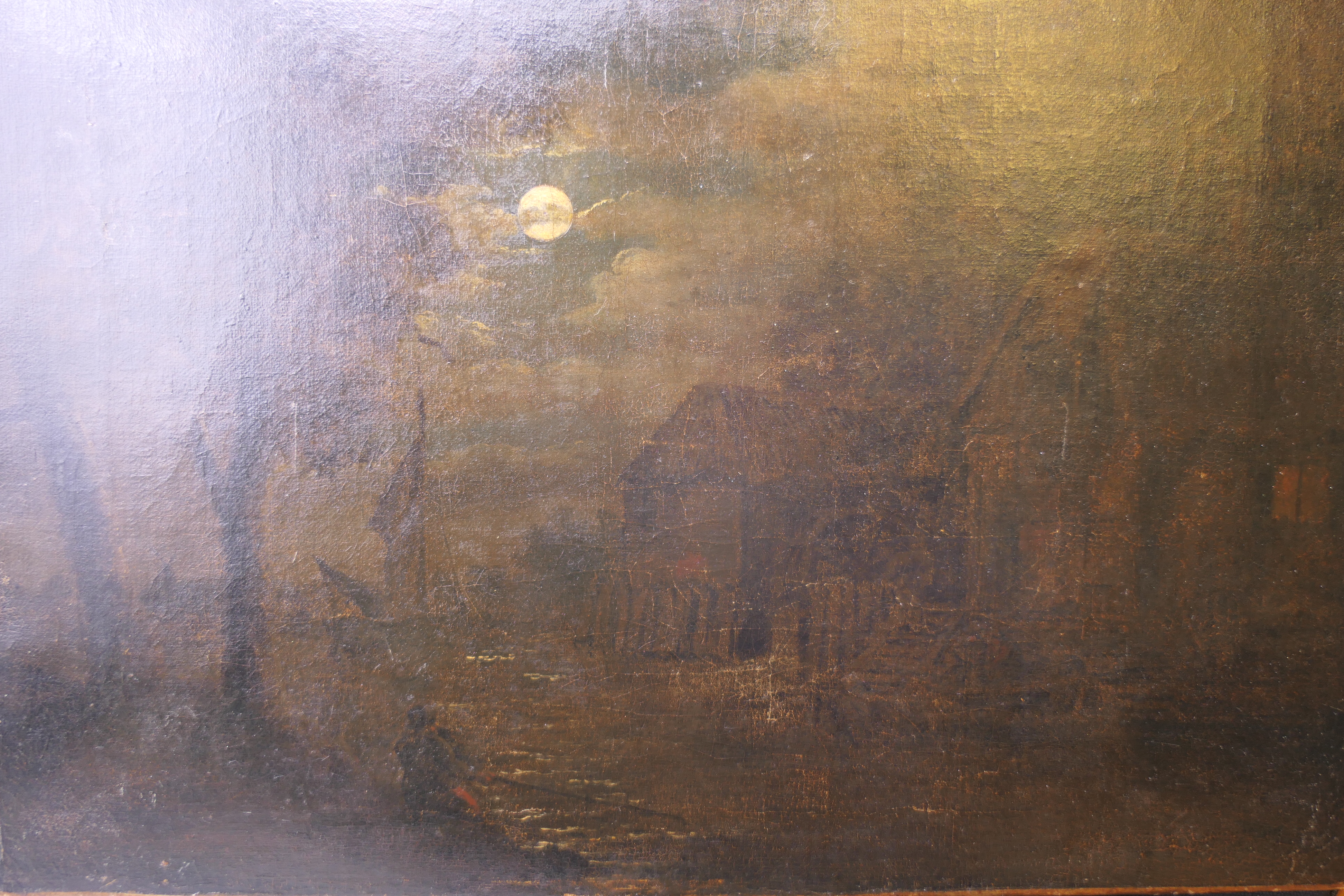 Follower of SEBASTIAN PETHER, Moonlight Scene, oil on canvas, unframed. 42.5 x 34 cm. - Image 12 of 12