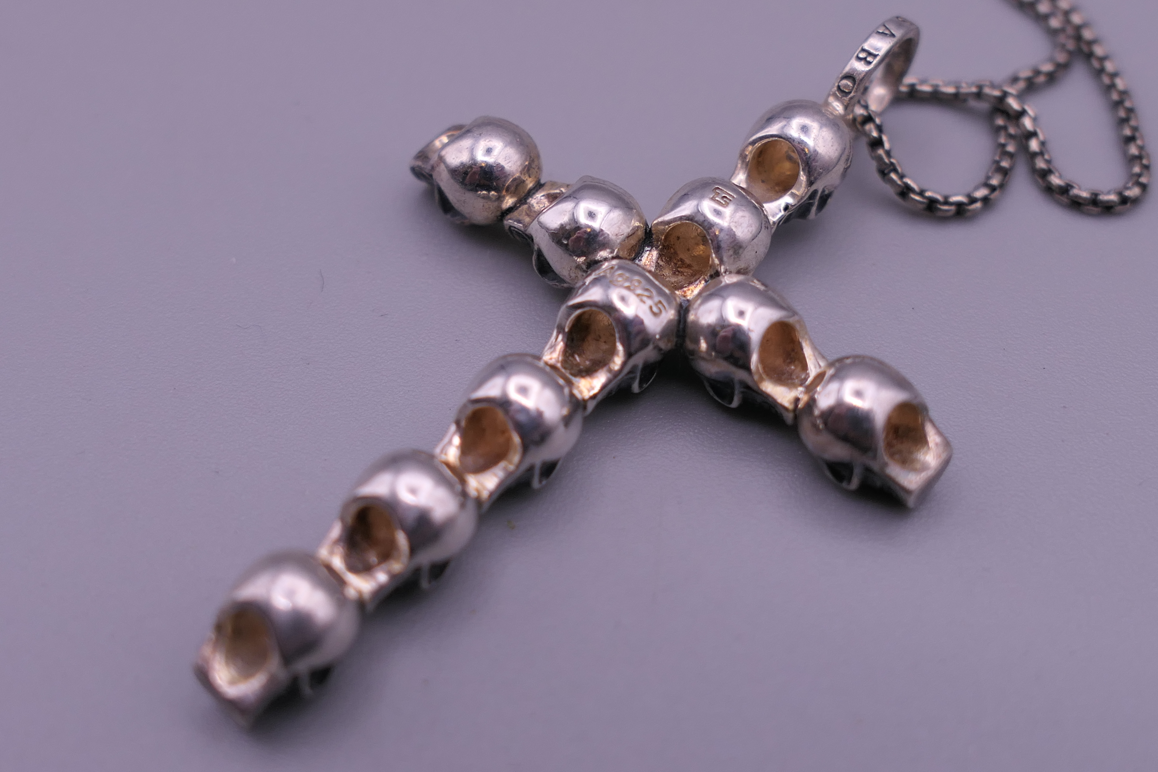 A Thomas Sabo 925 silver skull crucifix pendant on a silver chain. The pendant 4.75 cm high. 12. - Image 3 of 8