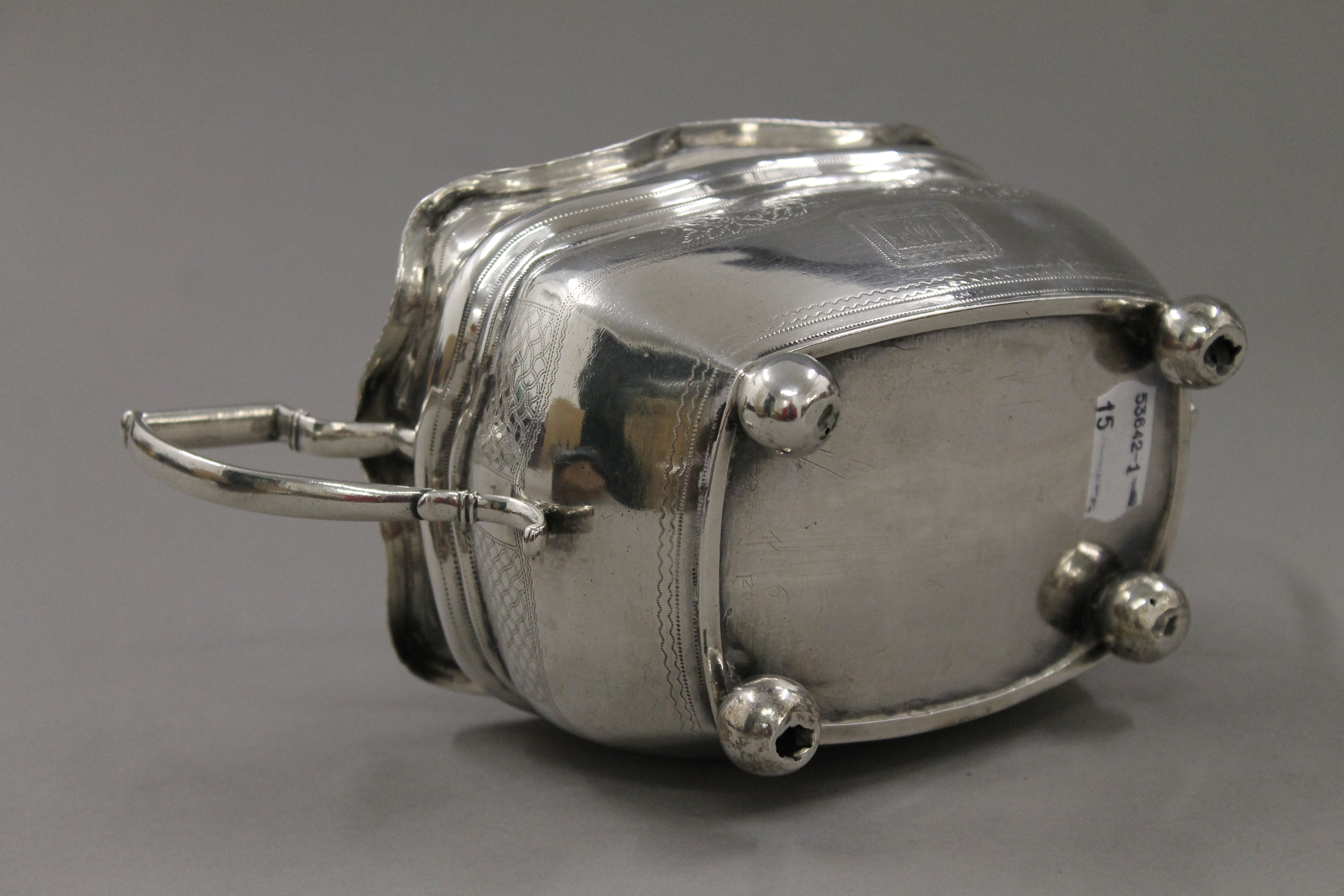 A Georgian Irish silver teapot and associated sugar bowl. The former 17 cm high. 918. - Image 10 of 14