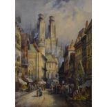C J KEATS, a pair of Continental Townscapes, watercolours, each framed and glazed. 28.5 x 39 cm.